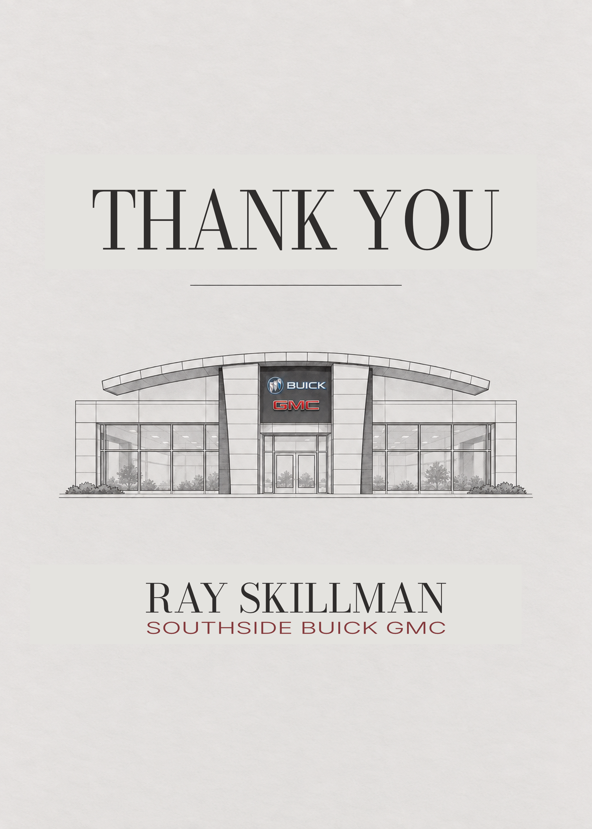 Ray Skillman Thank You Card front